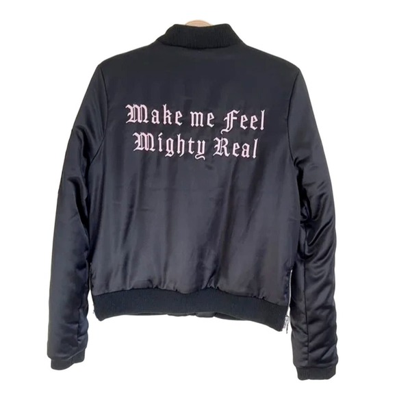 Zoe Karssen Satin Bomber Jacket Leopard Make Me Feel Mighty Reel Size S NWT $325 - Picture 2 of 11